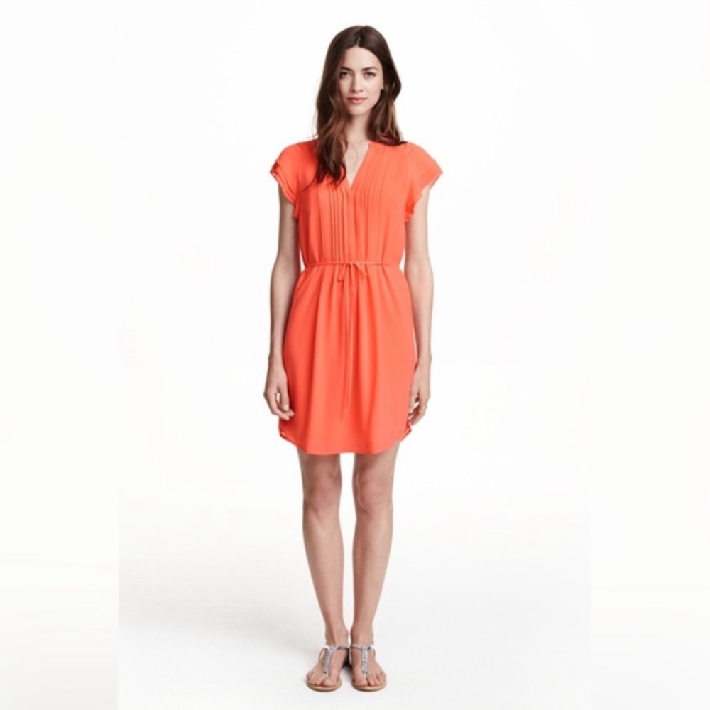 H&M chiffon dress navy yellow print